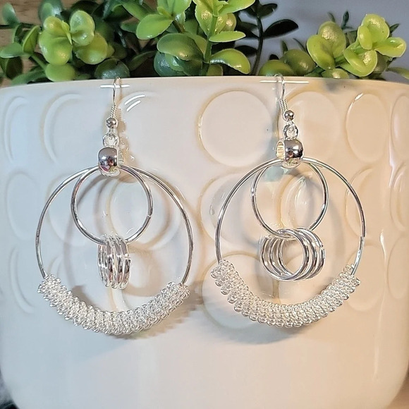 🔥LAST PAIR🔥 Oversized Ring Drop Hoop Earrings, S925 - Picture 1 of 8